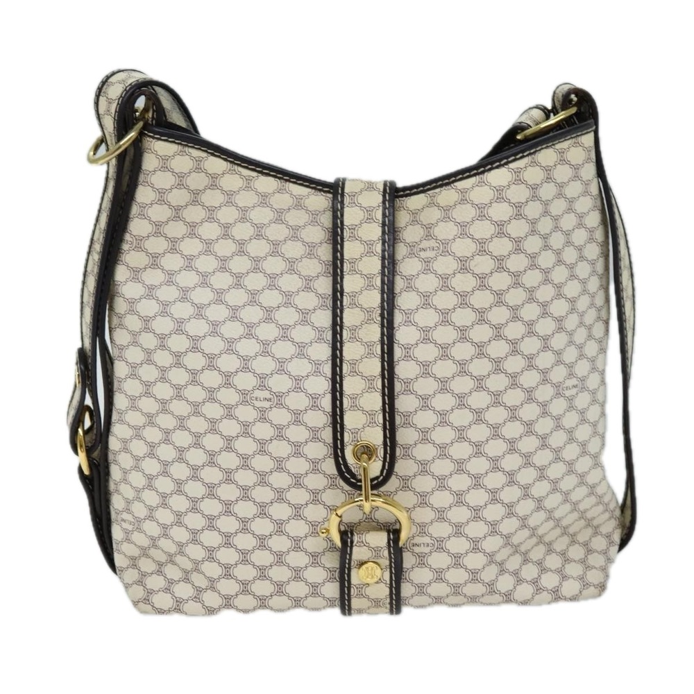 CELINE Macadam Canvas Shoulder Bag PVC White Auth 72176 - Picture 13 of 16